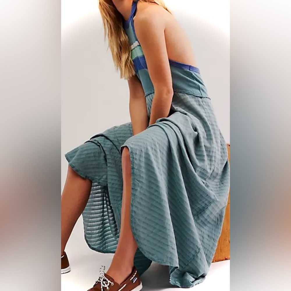 NWT Free People Surf's Up Maxi Dress in Ocean Combo